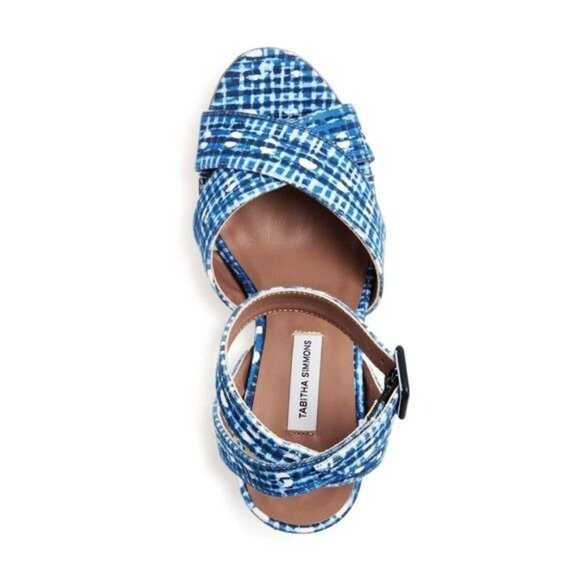 TABITHA SIMMONS Elena Crisscross Platform Wedge Sandals in Blue Size 39.5 / US 9 - Picture 6 of 14